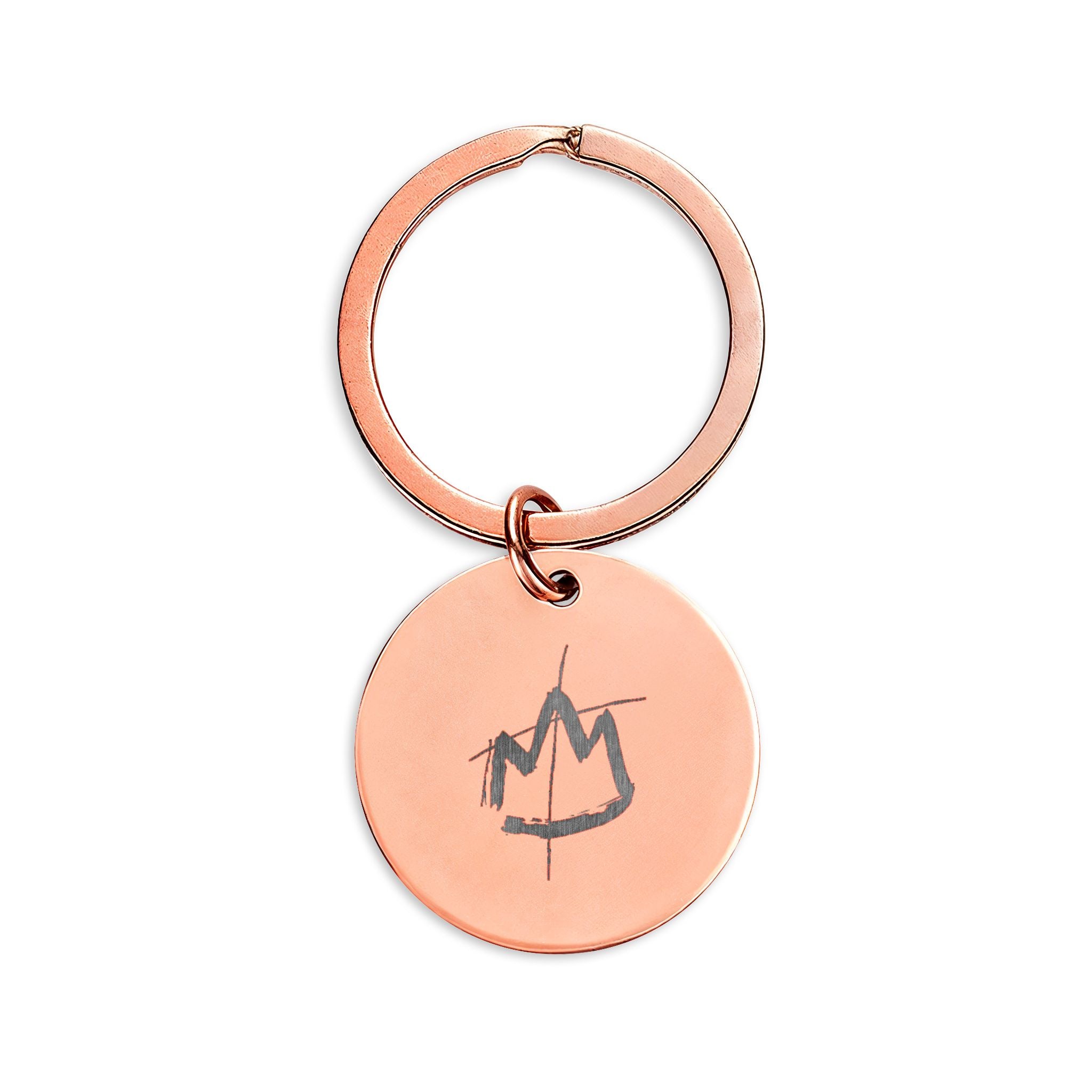 Engraved Stainless Steel Round Keychain — Minimal Crown & 'Always & Forever' Charm