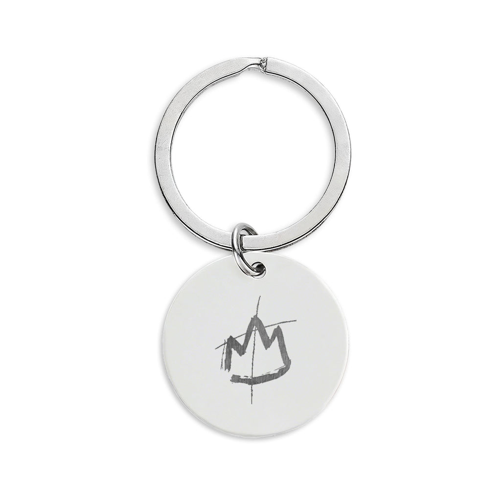 Engraved Stainless Steel Round Keychain — Minimal Crown & 'Always & Forever' Charm