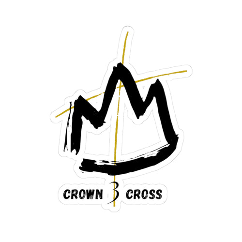 Crown & Cross Kiss-Cut Sticker — Modern Hand-Drawn Crown Logo Sticker